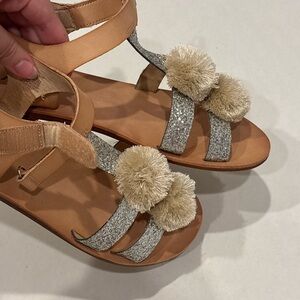 Zara Girls Silver and Tan Glitter Sandals